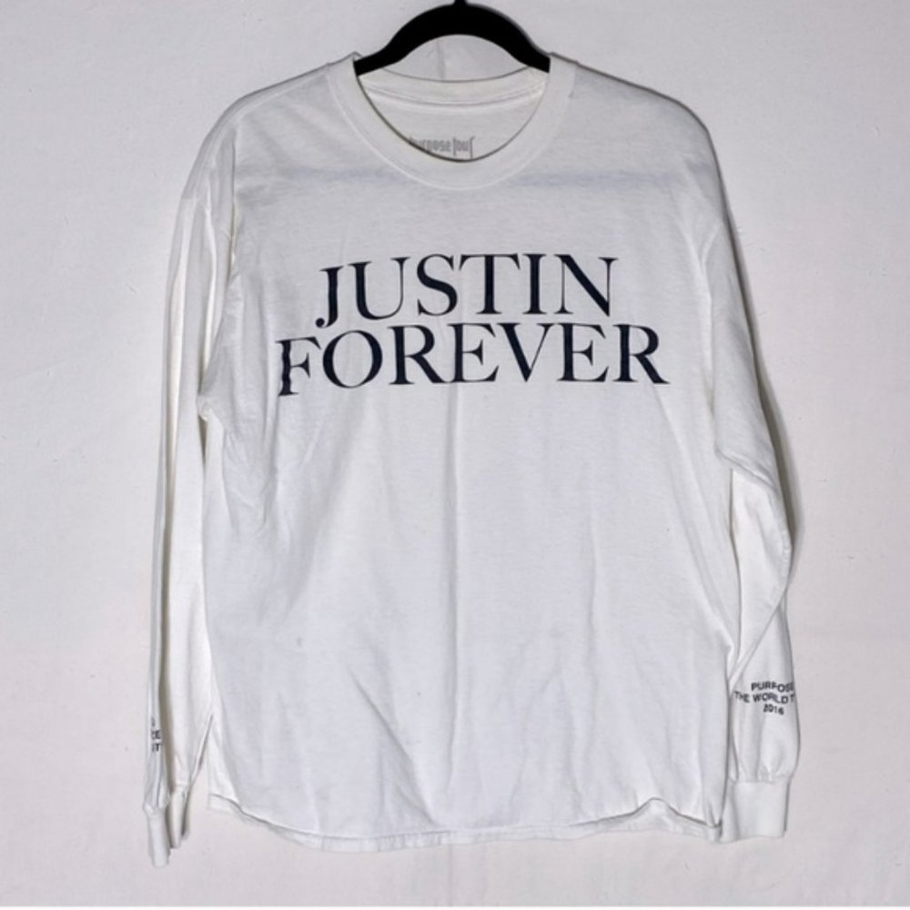 Purpose Tour Merch Justin Bieber Justin Forever Long Sleeve Crew Neck T Shirt